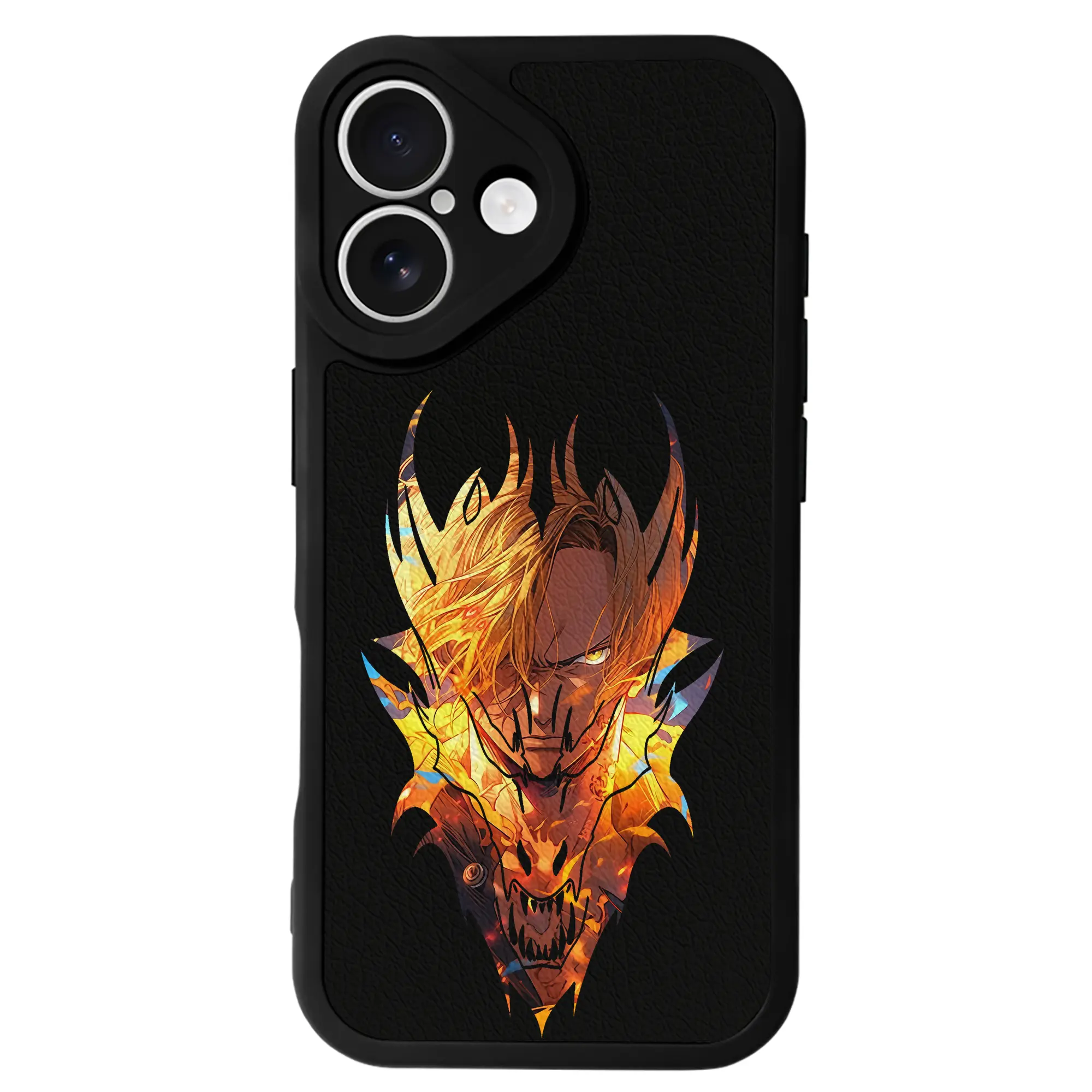 ワンピース グッズ ヴィンスモーク・サンジ - IPhone 16シリーズ対応 ・ シリコンスマホケース ・ レザー調 ・ 高精度フィット ・ 耐衝撃 ・ ワイヤレス充電対応 ・ 精密カット